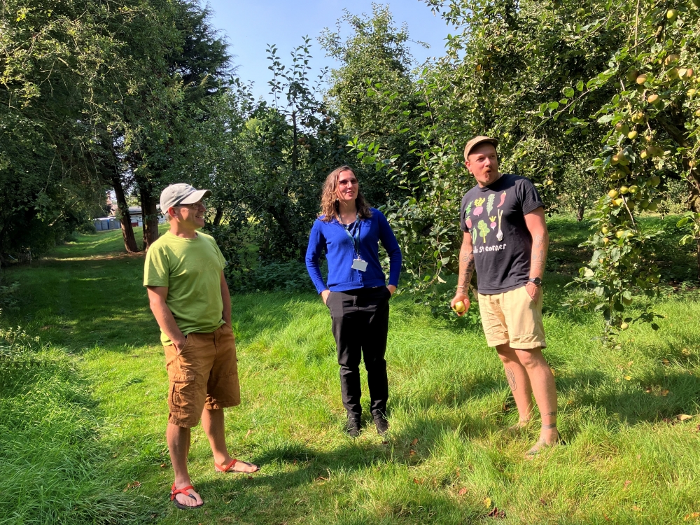 sampling the orchard produce 